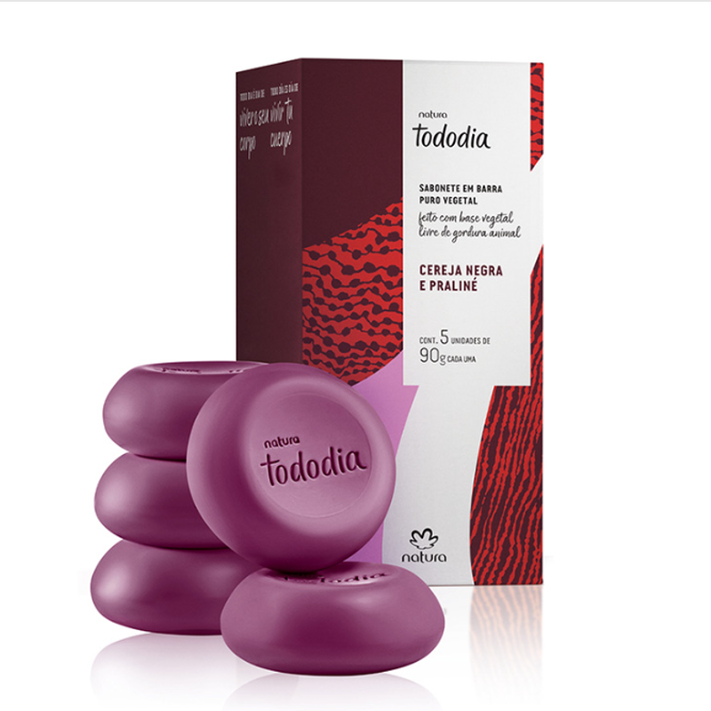 Jabones en Barra Natura Tododia Cereza Negra y Praliné 5 Unidades de 90 g